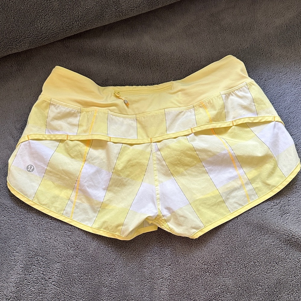 Lululemon Speed Shorts Yellow White Plaid - Picture 2 of 3